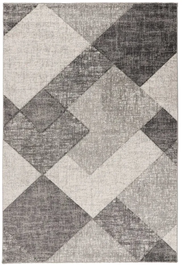 Dutch XXL Hoogpolig Vloerkleed | Tapijt | Carving | Geometrisch | Zilver | 200x290 cm
