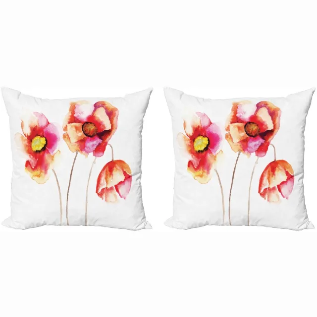 ABAKUHAUS Kussenhoes – Klaproosrood – 40x40 cm – Dubbelzijdig – Mikrofaser Wit