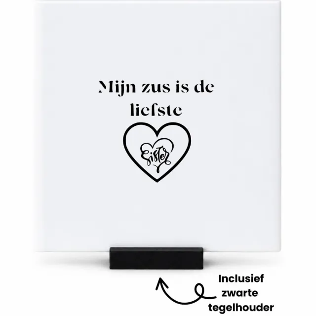 Hacebo Family makes this house a home tegeltje met tegelhouder - Familie - Liefde - tegeltjes met tekst - Leuk cadeau voor je familie om te geven - spreuktegels - 10.8x10.8 CM Wit