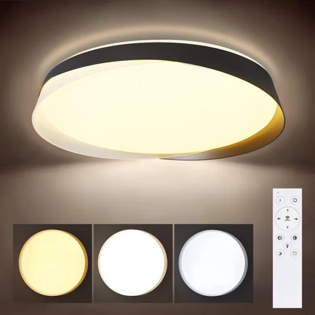 Glitzerlife Plafondlamp Plafondspot - Modern Dimbaar LED - 1x 36W Afstandsbediening - PVC Design Energiezuinig - Woonkamer Slaapkamer Keuken - Ø41,5 Cm - Wit