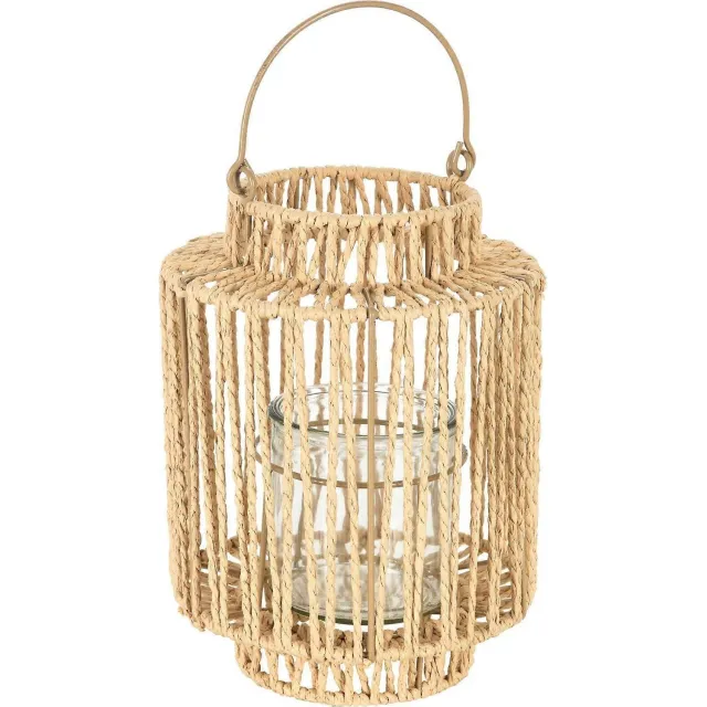 Home & Styling Collection Home Styling Collection papieren lantaarn met handvat - bruin, Ø 19 x 25 cm