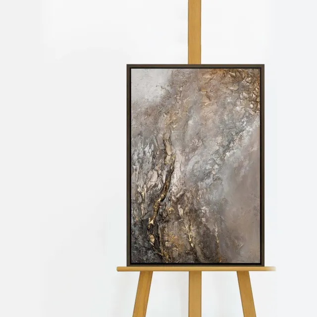 YS Schilderij "Universum" - Handgeschilderd canvas schilderij - Wanddecoratie Moderne kunst - Goud - Abstract - Muurdecoratie woonkamer - Slaapkamer decoratie - Kamer accessoires - Schilderij moderne kunst - abstracte schilderijen canvas Grey 60x40
