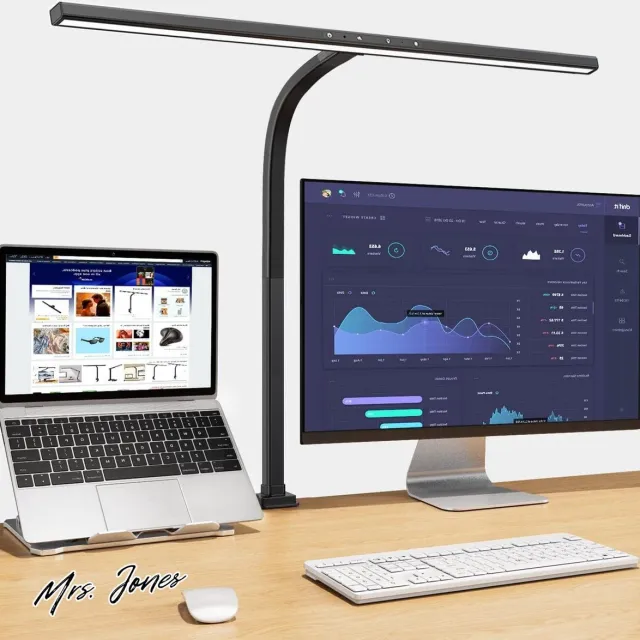 Mrs. Jones LED Dimbare Architect Bureaulamp Thuiskantoor - Heldere LED Werkbank Kantoorverlichting Oogbescherming 24W & 6 Kleurmodi Automatisch Dimmend Werklicht . multi-color