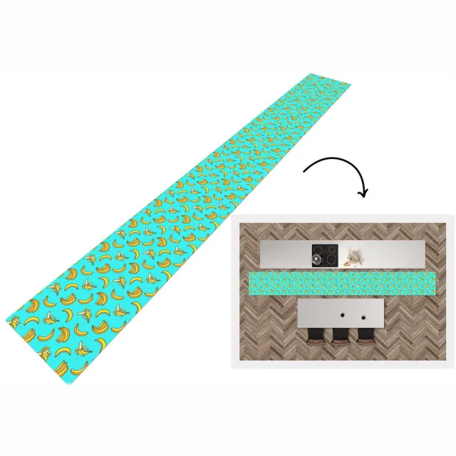 KitchenYeah Keukenloper - Keukenmat - Design - Banaan - Fruit - Patroon - 480x60 cm - Keuken vloerkleed Multicolor