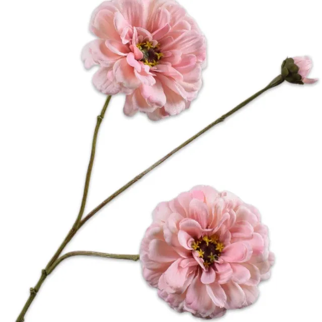 Silk-ka Kunstbloem-Zijde Bloemen Zinnia Tak Roze 66 cm
