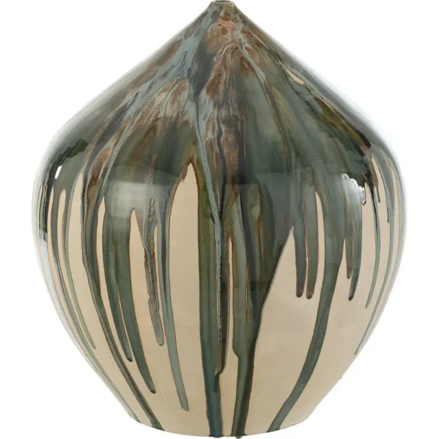 J-Line vaas Hoog Verf - keramiek - naturel/groen - 45 cm hoog Multi
