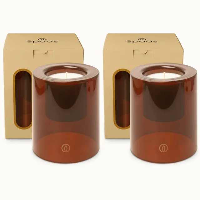 Spaas Delight Geurkaars in glas - Set van 2 Geurkaarsen - Amber en Mirre - Large - circa 40u - Glorious Glimmer Ivoor Glorious Glimmer