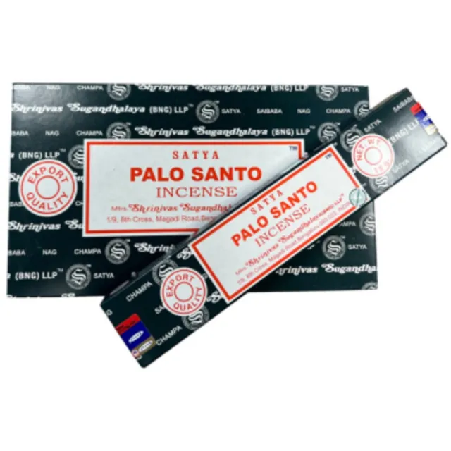 Satya wierookstokjes Palo Santo - doos met 12 pakjes van 15 gram Zwart / wit