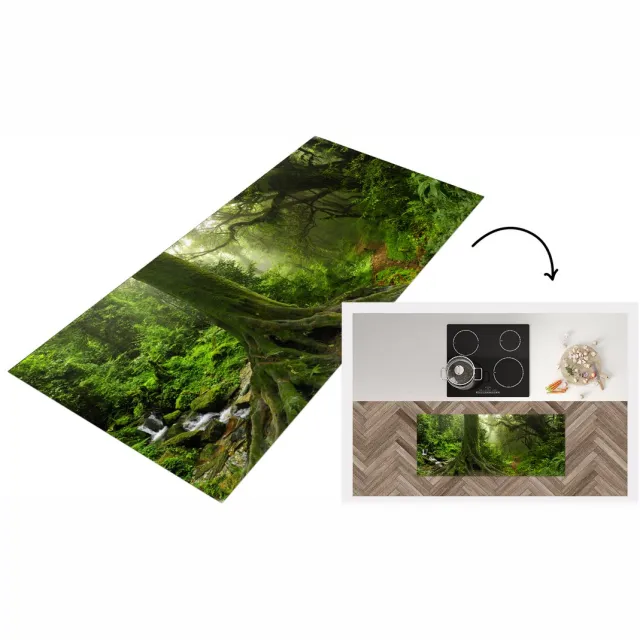 KitchenYeah Keukenloper - Loper keuken - Jungle - Groen - Azië - Keukenloper vinyl Multicolor
