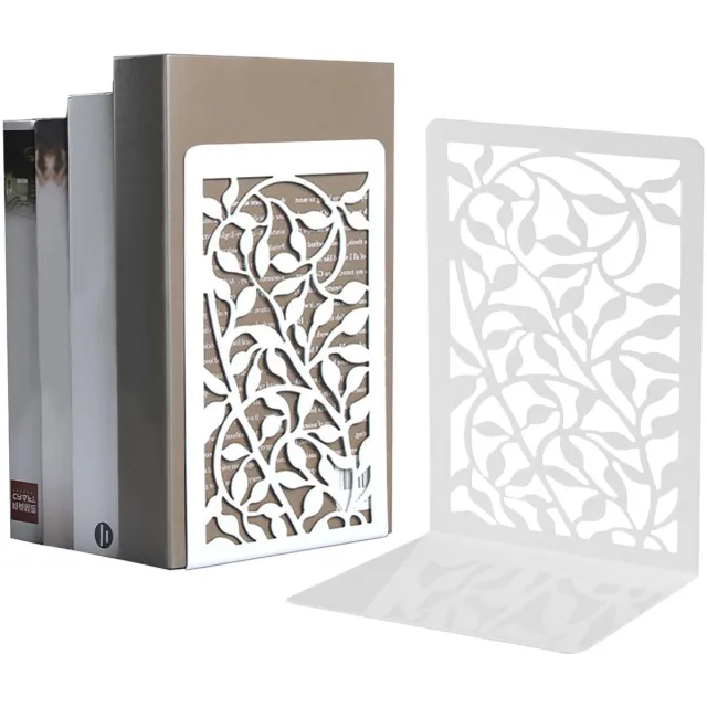 Famanu Witte metalen boekensteunen, set van 2 stuks voor planken