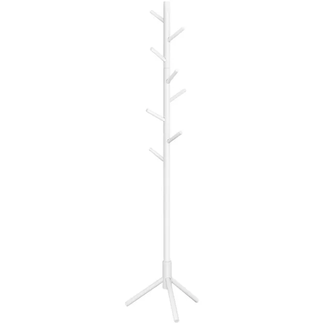 LEOBERT Staande kapstok RCR04WT – Wit massief hout – 8 haken – 47 x 47 x 175 cm