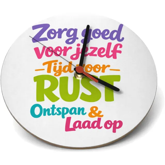Mr Cadeautjes Klok rond Ø 19 - design Een opbeurende typografische compositie voor een dagelijkse | cadeau Wit
