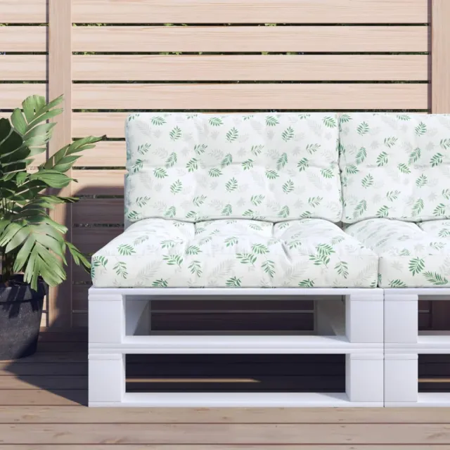 vidaXL Palletkussens 2 st stof bladpatroon groen