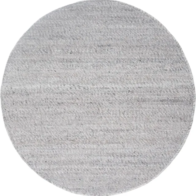 Veer Carpets Vloerkleed Pebbel 814 - Rond ø200 cm - Wol Viscose Laagpolig Vloerkleed – Modern / Design Interieur Licht Grijs