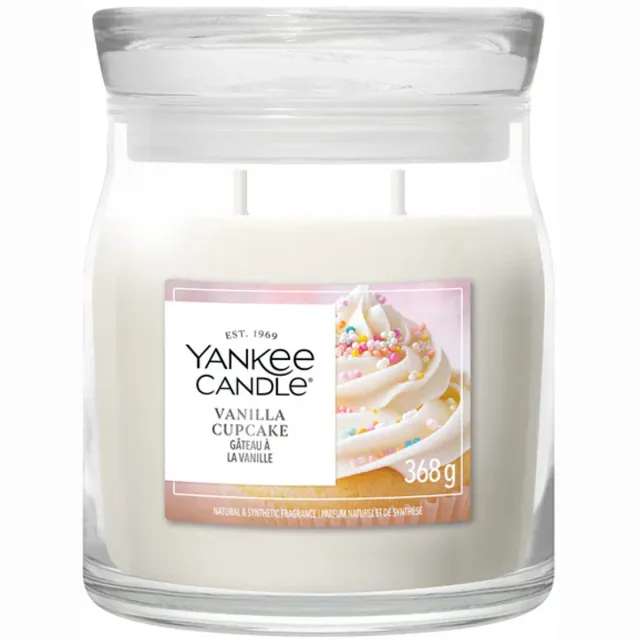 Yankee Candle Vanilla Cupcake Medium Geurkaars - 50 branduren - 2 lonten Geel