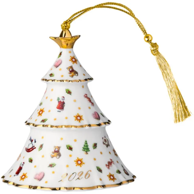 Villeroy & Boch Ornament Weihnachtsbaum 2026 Christmas Classics 7,4 x 7,4 x 8,4 cm wit-goud