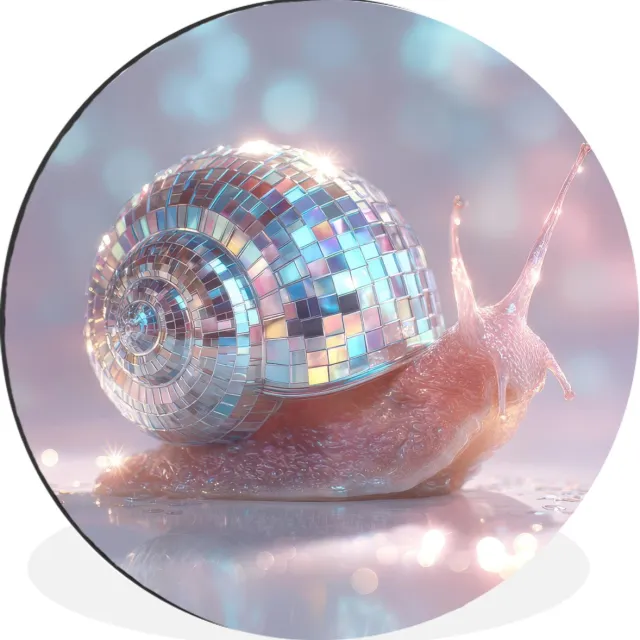 WallCircle Wandcirkel - Muurcirkel - Slak - Disco - Mozaïek - Blauw - Aluminium - Dibond - 140x140 cm - Binnen en Buiten