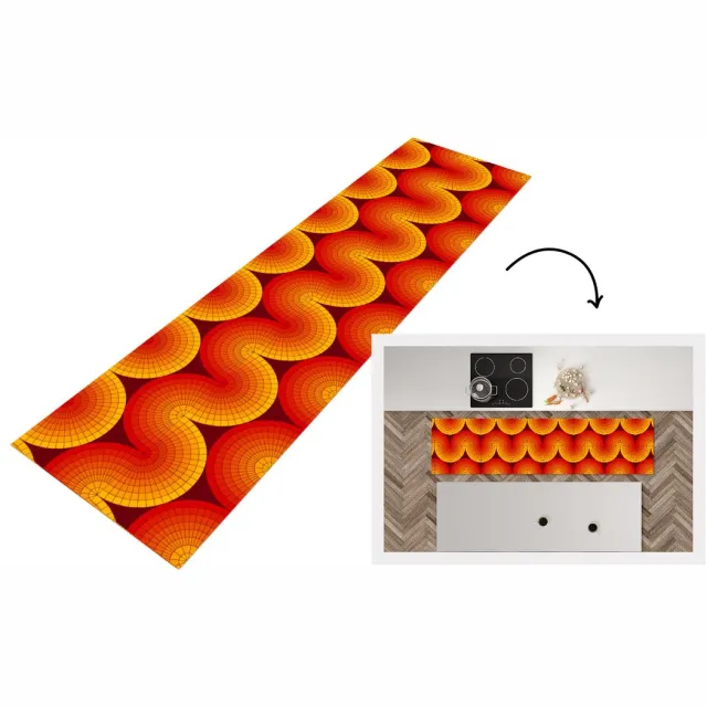 KitchenYeah Keukenloper 200x50 cm - Keukenmat vinyl Design - Retro - Rood - Abstract - Keukenmatten loper - Keuken vloerkleed tapijt