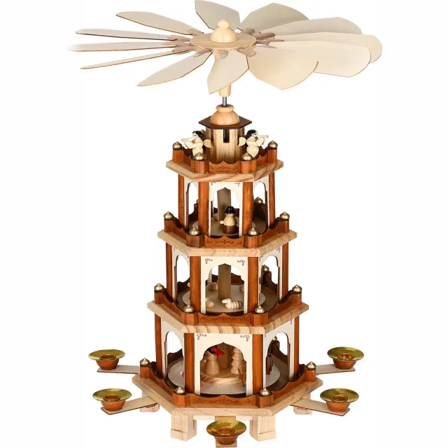 spielwerk Casaria Kerstpiramide XL – Handgeschilderd 60x17x20cm - Bruin