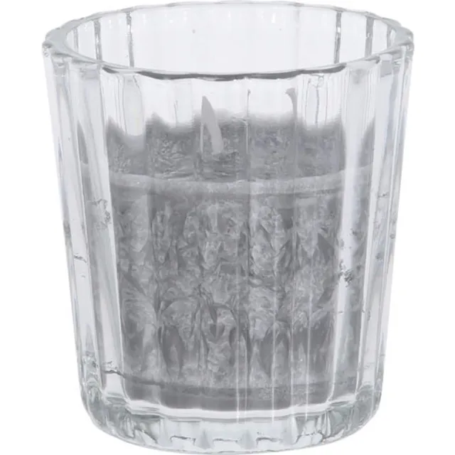 L28 Kaars glazen pot -grijs- 6 cm