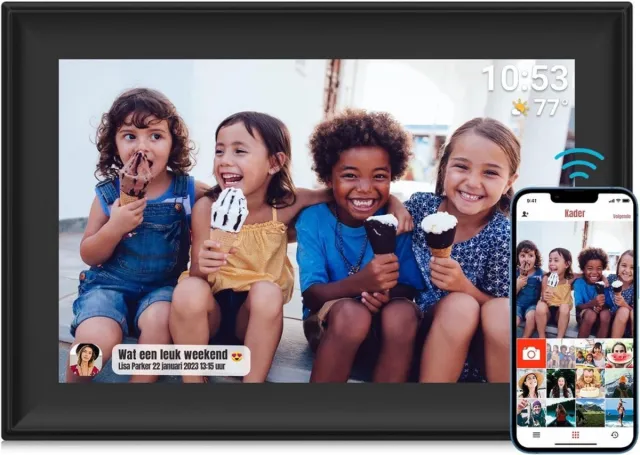 Thuys Digitaal Fotolijstje – Digitaal Fotokader – Met Wifi – 21cm x 35cm x 3cm – Zwart