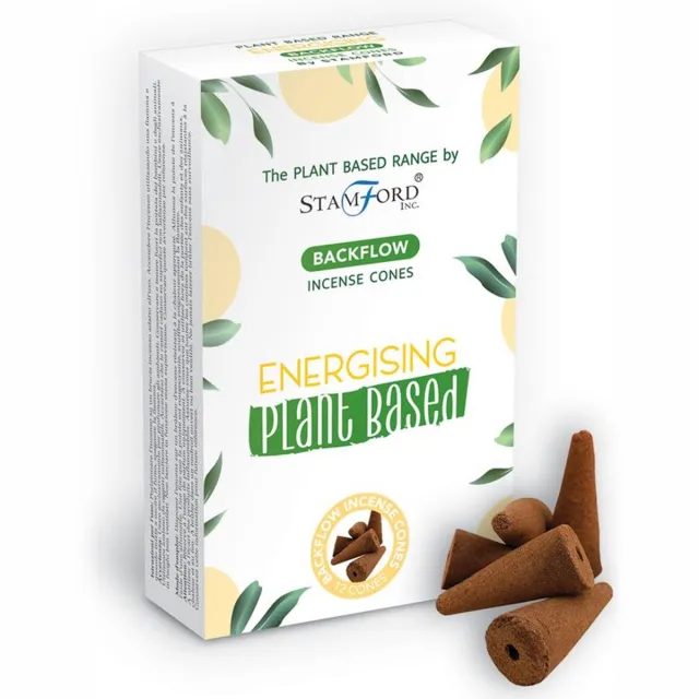 Stamford Backflow Wierook kegels - Energie Gevend - 12 Stuks - Plantaardig - Vegan - Energising - Plant Based - Incense Cones - Waterval Wierook