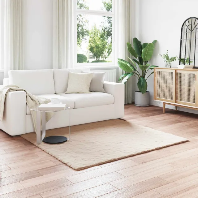 vidaXL Antislip vloerkleed van imitatie konijnenbont OLITE crème, foto 2