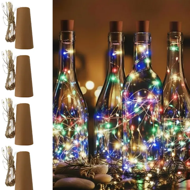 Happy Happenings Flesverlichting - Multicolor - 4 Stuks - Met Kurk- Lampjes Slinger - Lichtjes Slinger Op Batterijen - Fairy lights - Feestverlichting & Sfeerverlichting - Binnen & Buiten