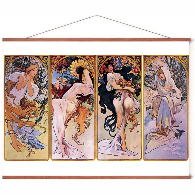 Esque Poster In Posterhanger - Four Seasons - Muncha - 50x70 cm - Kader Hout - Ophangsysteem - De Seizoenen