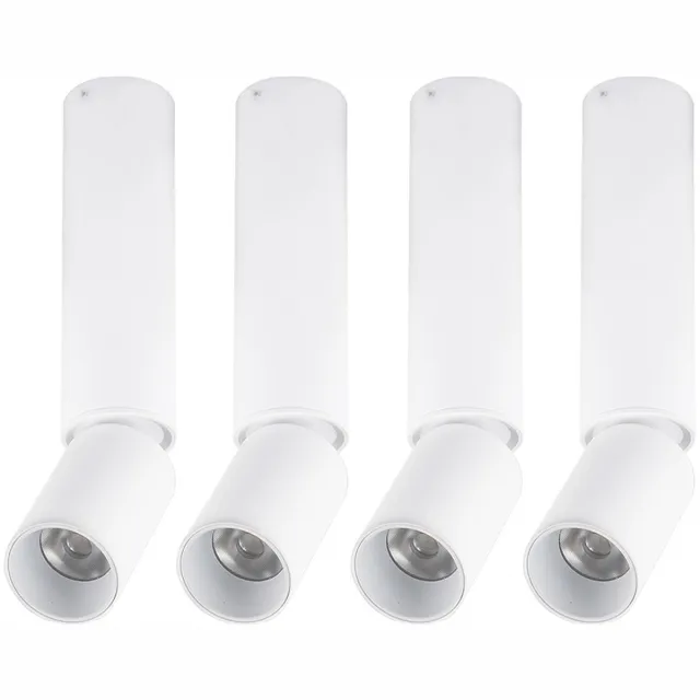 Globo Lighting Plafondlamp Plafondspot Eetkamerlamp Woonkamerlamp Keukenlamp, wit aluminium, beweegbare spot, 1x LED 8W 502Lm 3000K warm wit, H 23 cm, set van 4