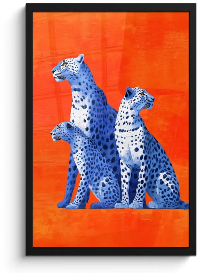 FrameYourWall Poster in lijst - Fotolijst 40x60 cm - Posters - Luipaarden - Stippen - Oranje - Posterlijst zwart - Decoratie - Wanddecoratie woonkamer - Muurdecoratie slaapkamer