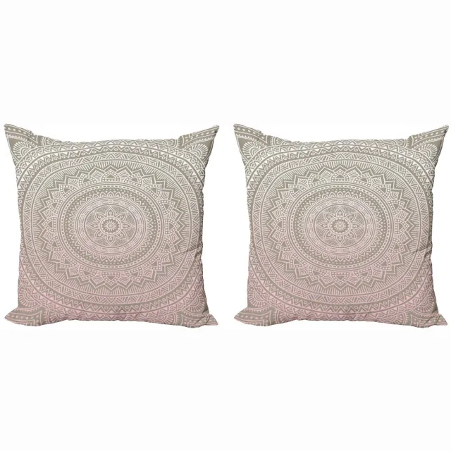 ABAKUHAUS Mandala kussenhoes – 2x50x50 cm – dubbelzijdig bedrukt – microvezel lichtroze
