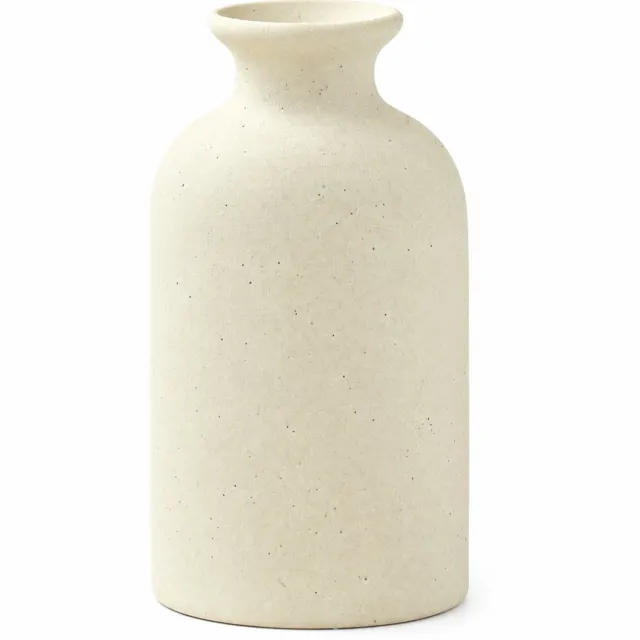 SWGOTA Keramische vaas beige met zwarte spikkels - 14,3 cm hoog, diameter 7,8 cm - smalle hals voor kunstbloemen
