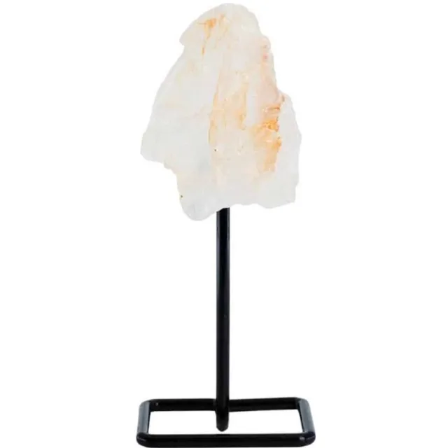 BERK Ruwe Edelsteen Bergkristal op Metalen Standaard(12 cm) Zwart
