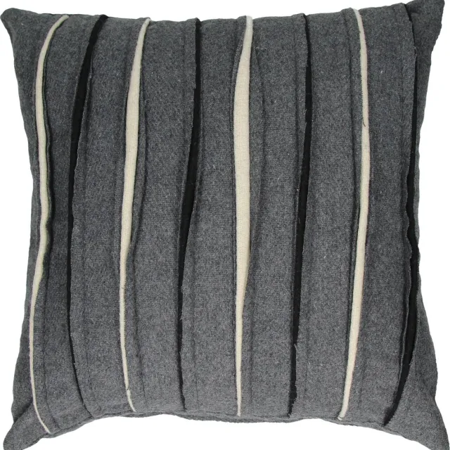 Pomax Kussen - flanel / wol - 45cm x 45cm - grijs grijsbeigezwart