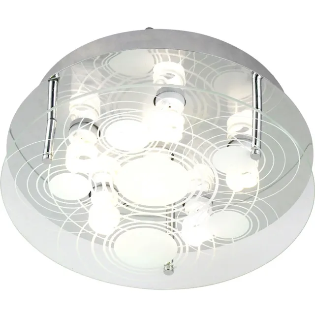 Globo Lighting Plafondlamp gesatineerd glas 6 vlammen Woonkamerlamp plafond, 6x GU10 stopcontacten, DxH 33x12,5 cm zilver