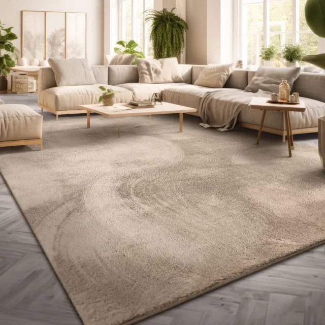 TT Home Woonkamer korte pool effen modern design wasbaar 60 x 100 cm Vierkant 60 x 100 cm Vierkant beige