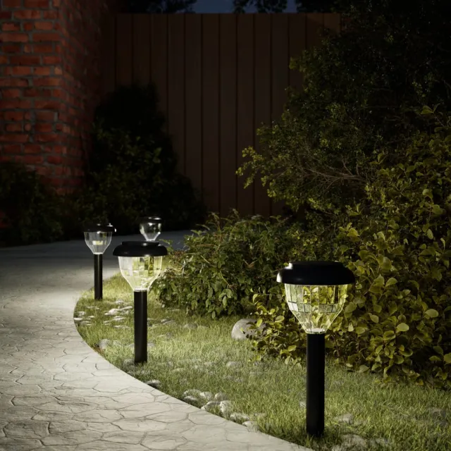 vidaXL Tuinpadverlichting 4 st solar met grondpennen RGB en warmwit Zwart