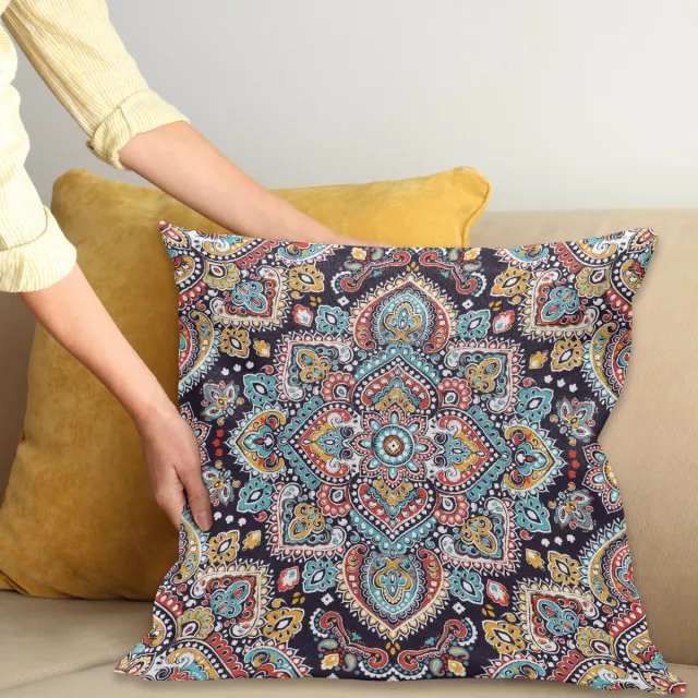 ABAKUHAUS Etnisch Sierkussenhoes, Boheems Stijl Motief Vintage Oosters Geïnspireerd Traditioneel Kunst, Decoratieve Vierkante Sierkussenhoes, 70 x 70 cm, Marineblauw Teal