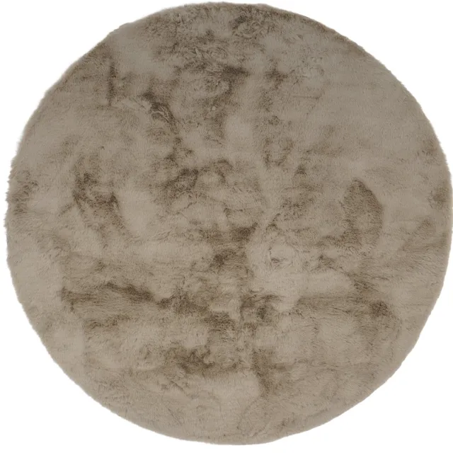 Moonay Fluffy - Rond hoogpolig vloerkleed - Taupe - 200 cm