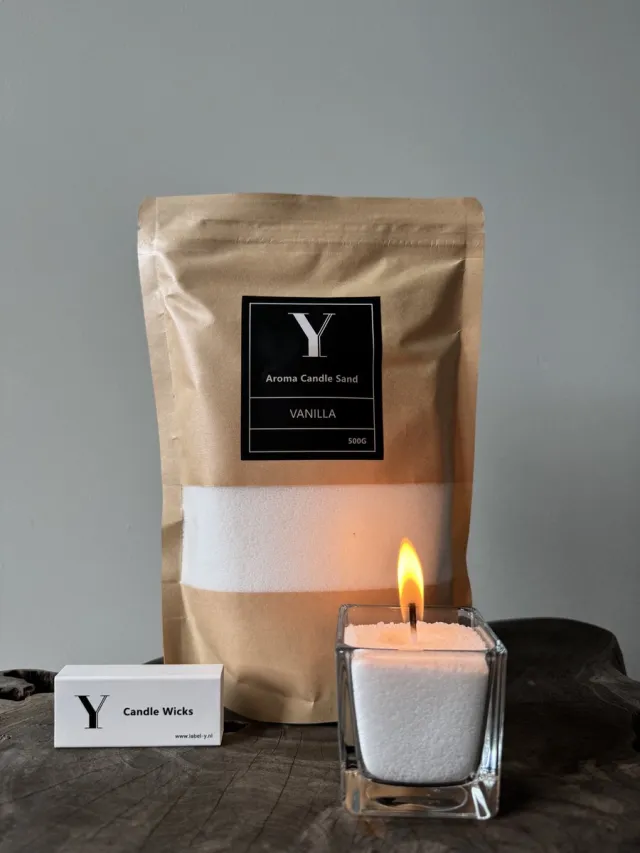 Label Y Geur kaarsenzand - Aroma Candle Sand - Vanilla - Inclusief lonten - Label Y Vanilla - Wit