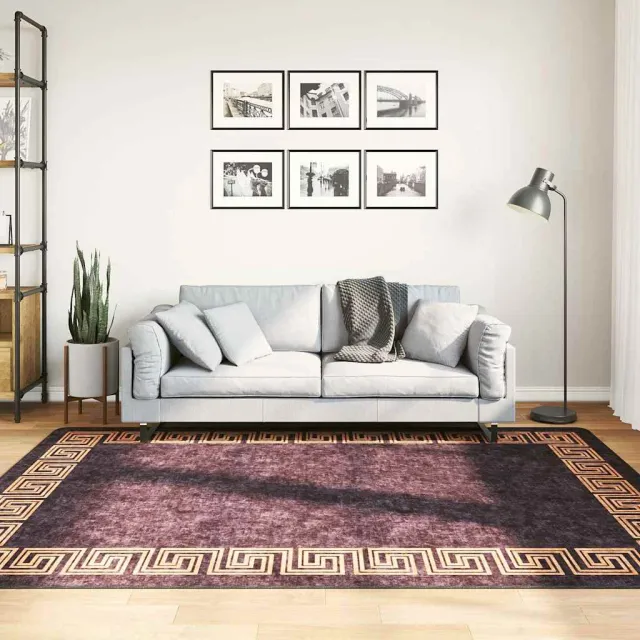 vidaXL Vloerkleed wasbaar 160x230 cm zwart en goudkleurig, foto 2