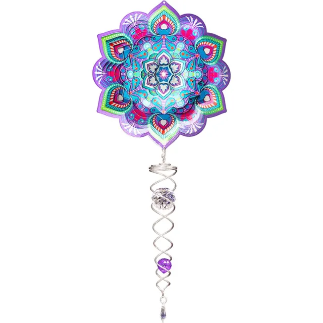 Spin Art/Cooking Vinyl Windspinner, Spin Art, Mandala Lotus Flower Artist Crystal Tale, ACTLOT0800, totale lengte 60cm Blauw