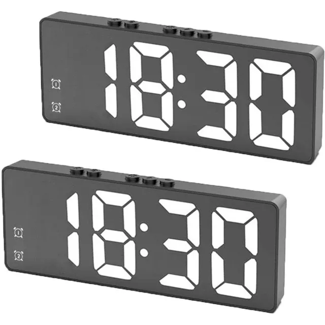 longziming 2x Digitale LED Wekker – Reiswekker en Nachtlampje – 12/24Uweergave – 3 Helderheidsniveaus – Slaapkamer, Bureau en Kantoor – Compact en Multifunctioneel zwart
