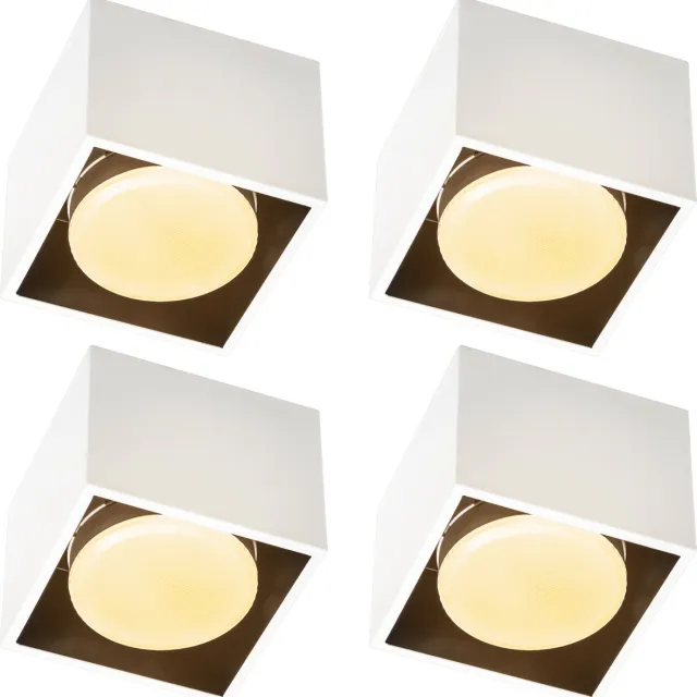 LED's light by Shada Cube Plafondlampen met 1 lichtpunt - Draaibaar licht - Staal - 10 x 8 cm - GX53 fitting - Wit - 4PACK - Plafonniere - Plafonnieres - Plafoniere slaapkamer - Plafondlamp - Badkamerlamp - Plafond lamp
