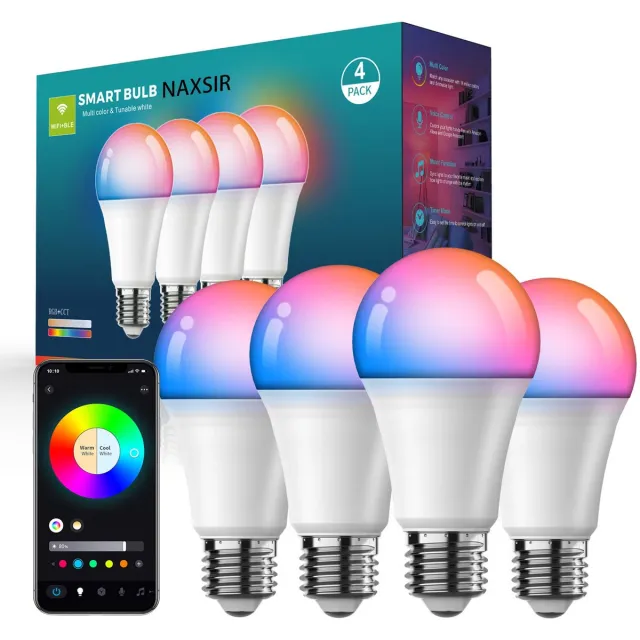NAXSIR Smart LED Lamp - E27 - 24 Scènes - Muziek Sync Kleurverandering - WiFi & Bluetooth - RGB en CCT - 2 Stuks