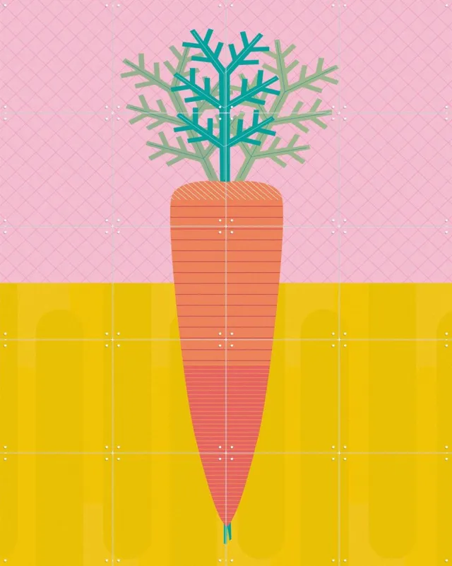 IXXI Carrot, Jetske Kox - 80 x 100 cm - Grote wanddecoratie en posters - Kleurrijk, Illustraties, Eten & Drinken