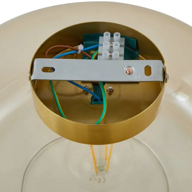 Lindby plafondlamp - 1licht - Glas, ijzer - H: 17.3 cm - E27 - amber, messing