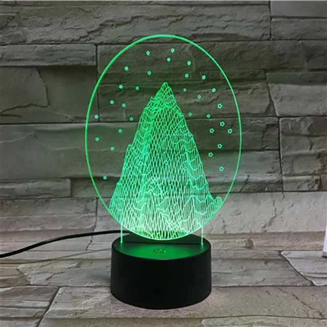 MC Living 3D Led Lamp Met Gravering - RGB 7 Kleuren - Berg