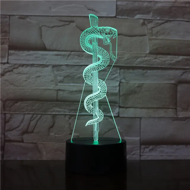 MC Living 3D Led Lamp Met Gravering - RGB 7 Kleuren - Slang